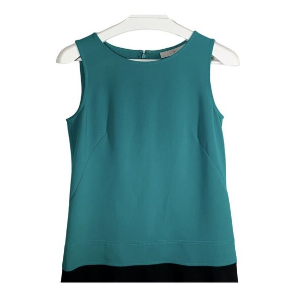 Loft Colorblock Sleeveless Mini Dress Green Black Size 2 Work Casual - Picture 5 of 7